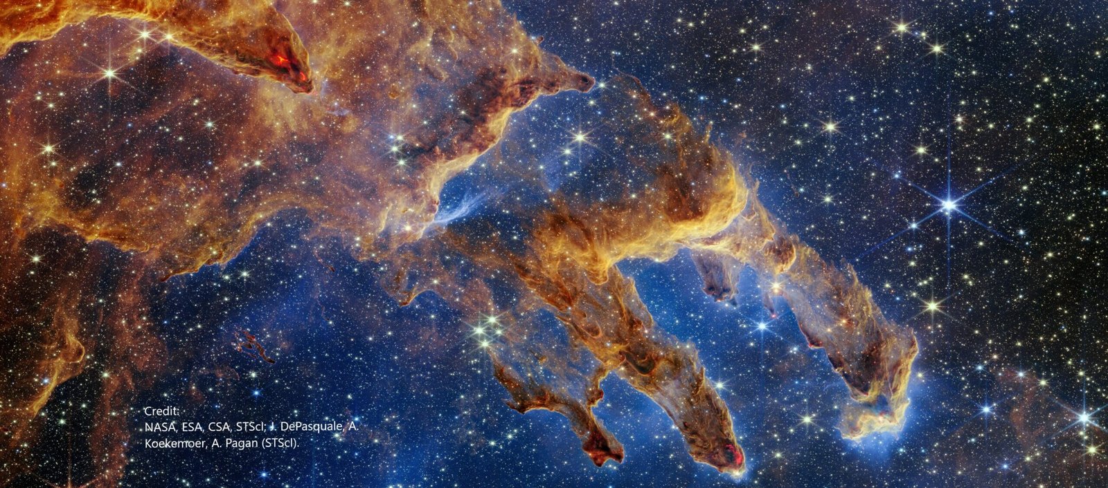 The Pillars of Creation is a region where young stars are forming – or have barely burst from their dusty cocoons as they continue to form.